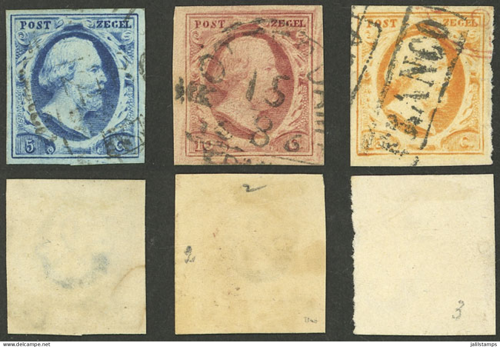 NETHERLANDS: Sc.1/3, 1852 Cmpl. Set Of 3 Used Values, Very Fine Quality! - Other & Unclassified