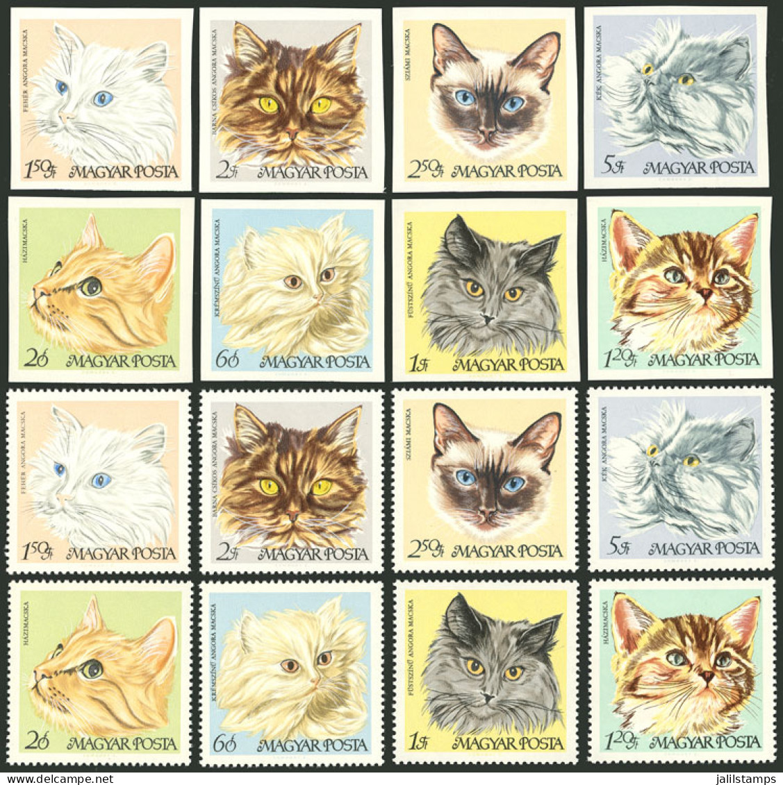 HUNGARY: Sc.1880/1887, 1968 Cats, Complete Set Of 8 Values, Perforated And IMPERFORATE, MNH, Excellent Quality! - Autres & Non Classés