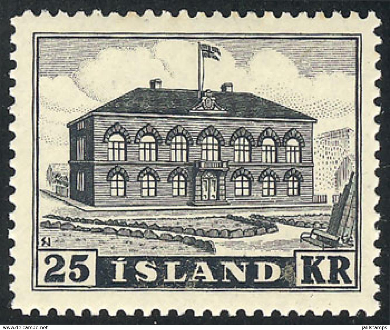 ICELAND: Sc.273, 1952 25Kr. Parliament Building, VF Quality, Catalog Value US$210 - Sonstige & Ohne Zuordnung