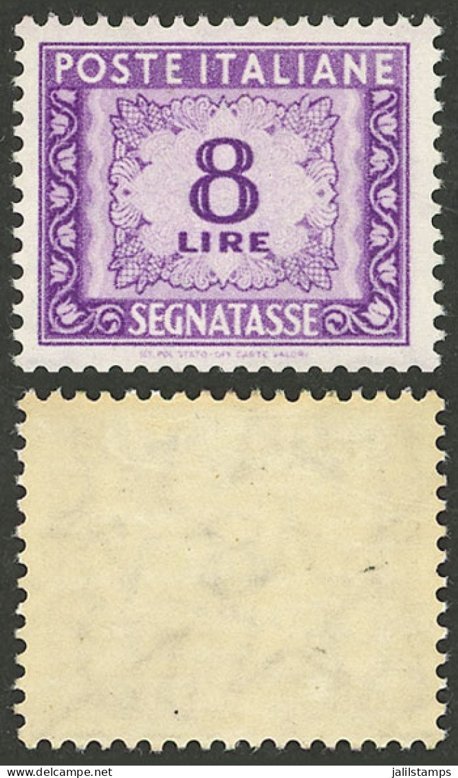 ITALY: Yvert 80, 1955/6 8L. Lilac, With "multiple Stars" Watermark, Mint Lightly Hinged, Very Fine Quality!" - Ohne Zuordnung