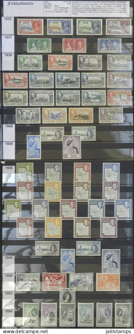 FALKLAND ISLANDS: Collection Mounted In Stockbook, Years 1935 To 1995, Apparently Complete For The Period, Including Dep - Islas Malvinas