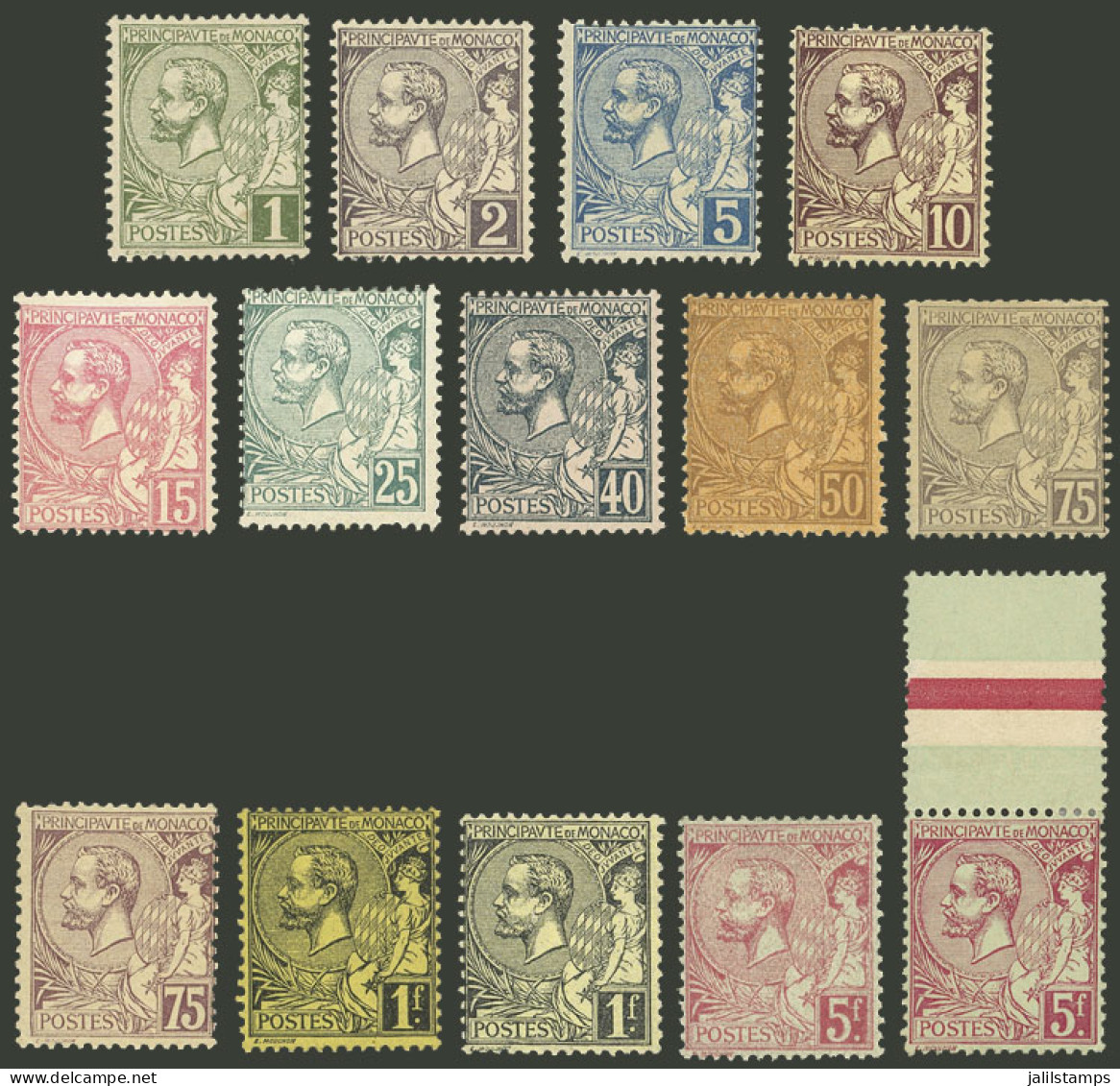 MONACO: Yvert 11/21 + 19a + 21a, 1891/4 Complete Set Of 11 Values + 2 Color Varieties, Mint, Very Fine Quality! - Otros & Sin Clasificación