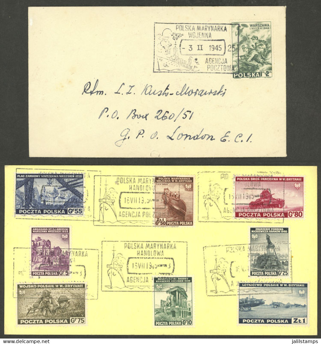 POLAND: Government In Exile: Cover + Card With Postmarks Of 1945, Very Attractive! - Otros & Sin Clasificación