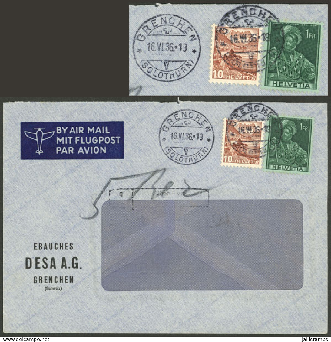 SWITZERLAND: DATE ERROR Or Trip To The Past?: Airmail Cover Sent From Grenchen To Argentina Franked With 1.10Fr. With Po - Sonstige & Ohne Zuordnung