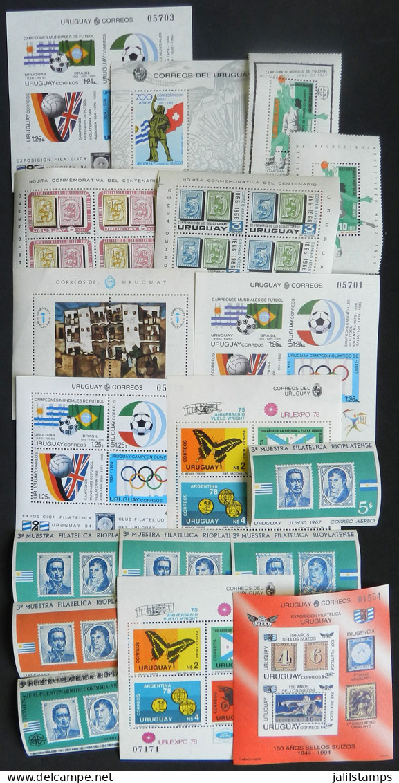 URUGUAY: 18 Varied Souvenir Sheets (little Duplication), Including Some Proofs, VERY THEMATIC, All MNH And Of Very Fine  - Uruguay