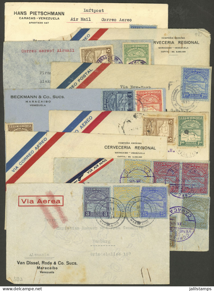 VENEZUELA: 9 Airmail Covers Sent To Germany Between 1933 And 1935, Almost All Of Fine Quality. There Is A Wide Range Of  - Venezuela