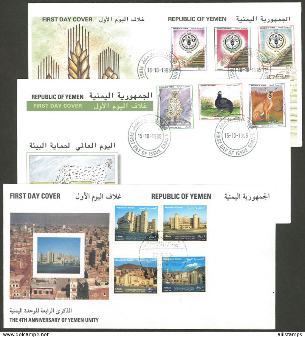 YEMEN: 3 FDC Covers Of 1995, Very Thematic, Excellent Quality! - Yémen