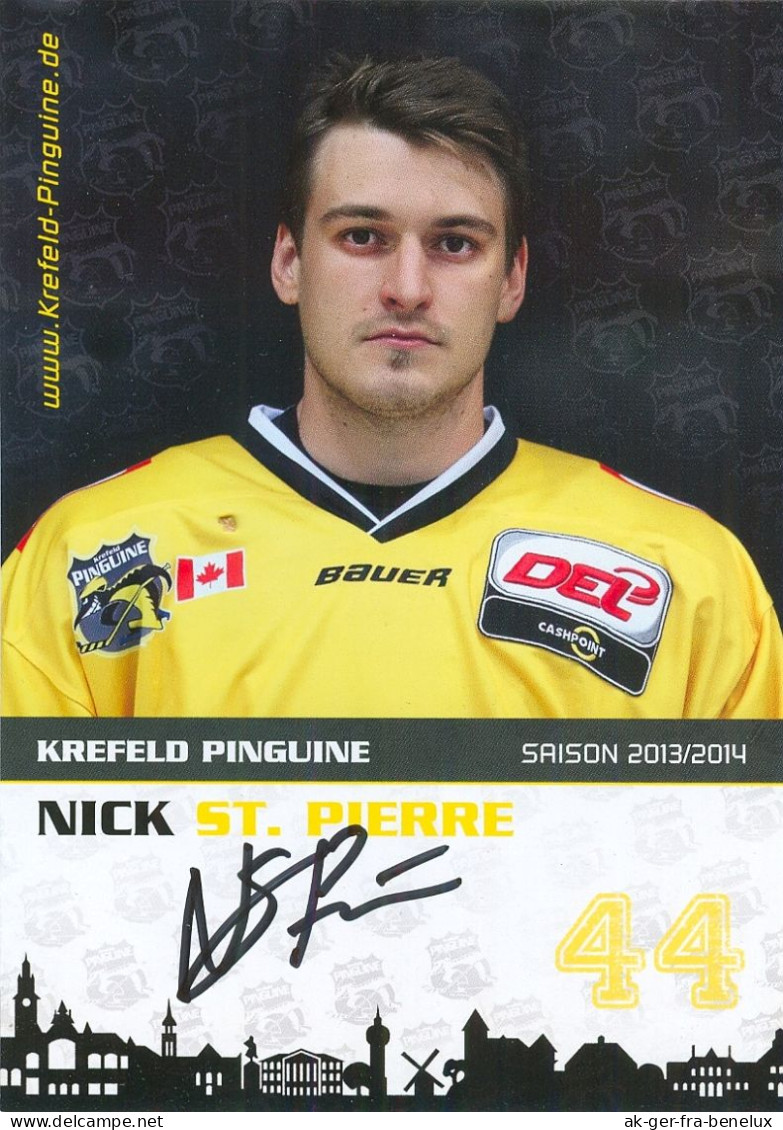 Autogramm Eishockey AK Nick St-Pierre Krefeld Pinguine 13-14 Krefelder EV KAC Klagenfurt Škoda Plzeň Pilsen Deutschland - Wintersport