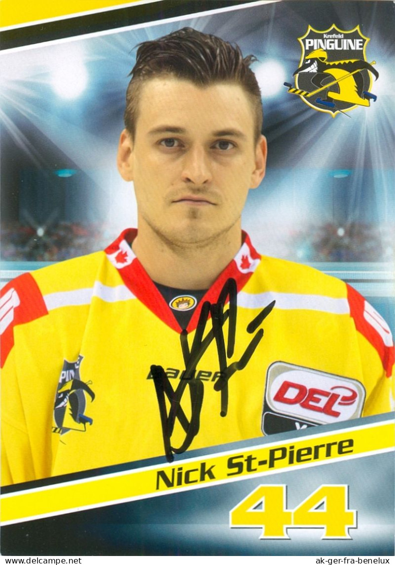 Autogramm Eishockey AK Nick St-Pierre Krefeld Pinguine 15-16 Krefelder EV KAC Klagenfurt Škoda Plzeň Pilsen Deutschland - Winter Sports