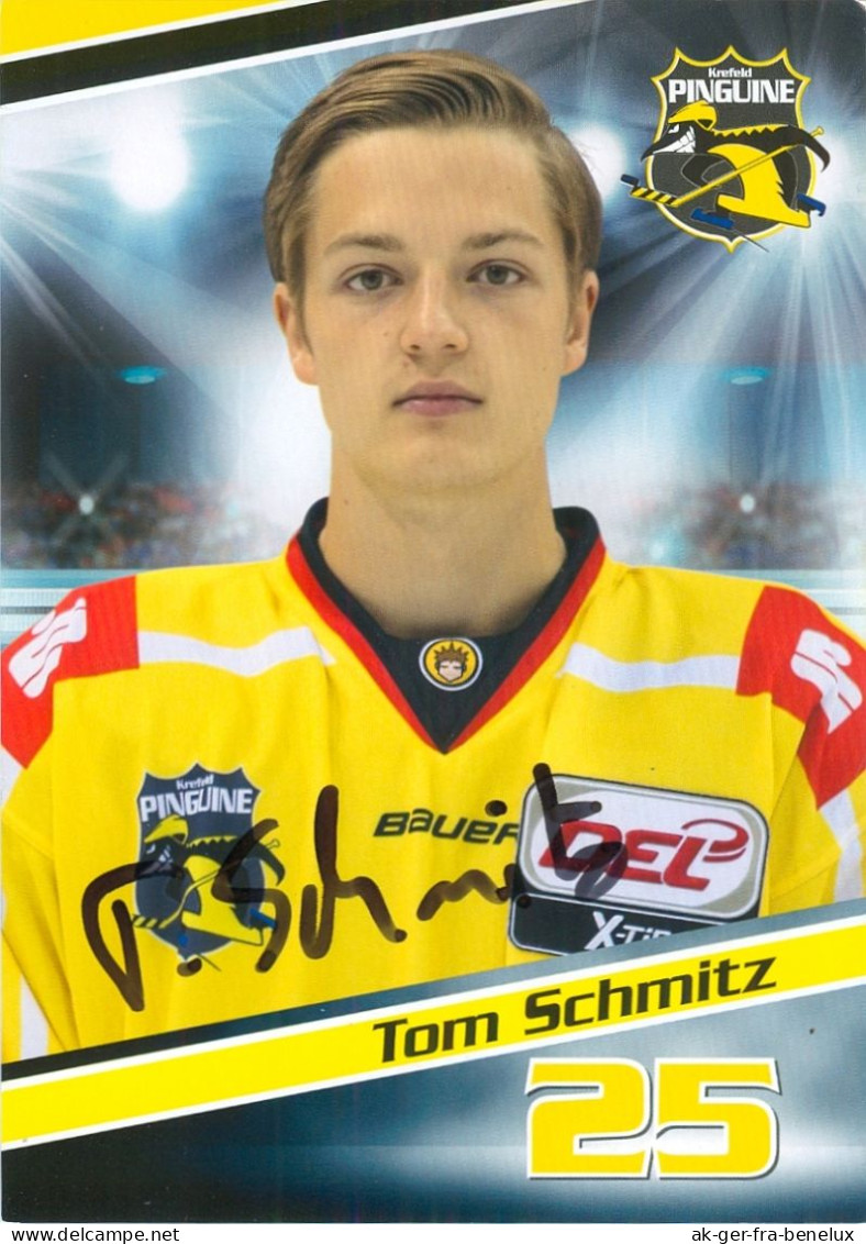 Autogramm Eishockey AK Tom Schmitz Krefeld Pinguine 15-16 Tönisvorst Löwen Frankfurt Herne Füchse Duisburg Herner EV - Wintersport