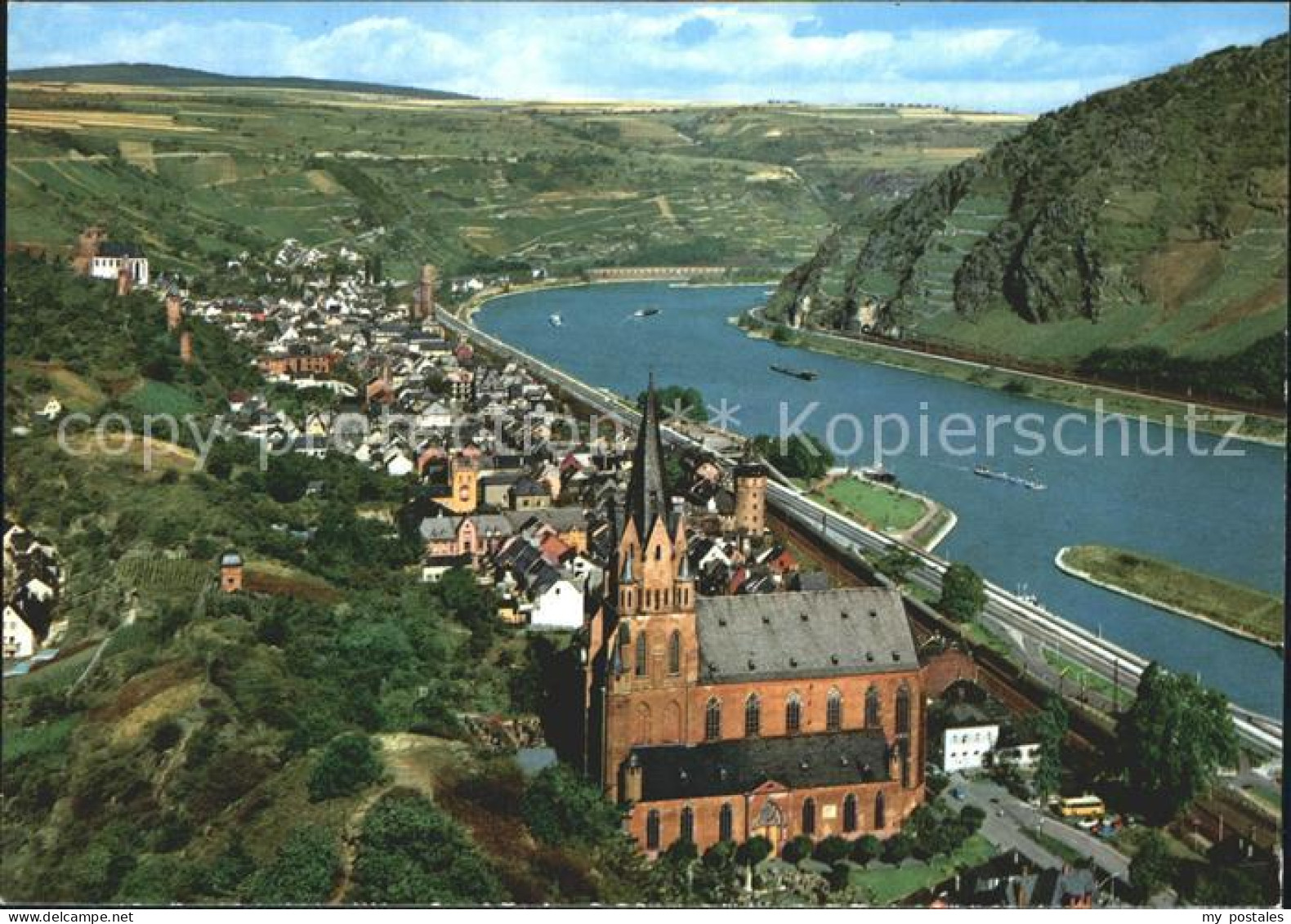 72291174 Oberwesel Rhein Fliegeraufnahme Rheinpartie Oberwesel - Oberwesel