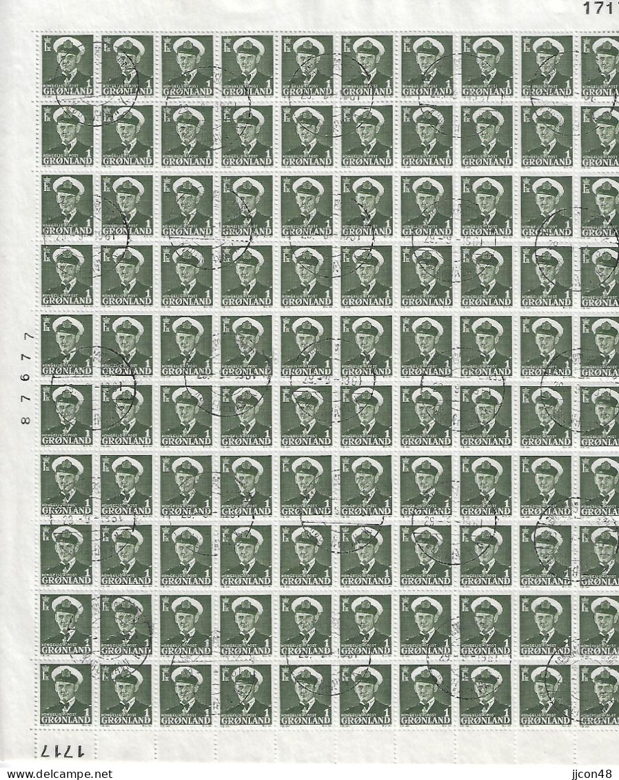 Greenland 1950  King Frederik X (o) Mi.28 (complete Sheet Of 100) - Gebraucht