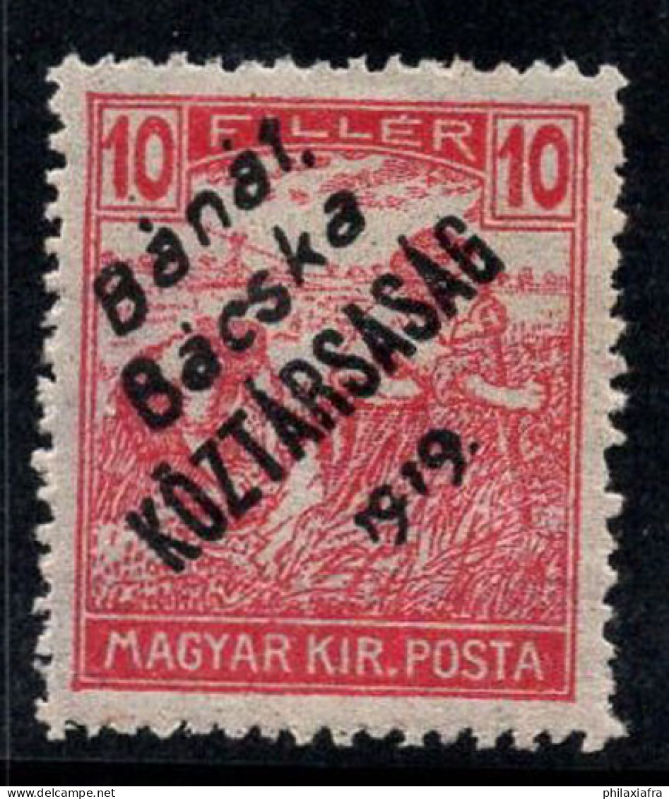 Hongrie 1919 Mi. 28 Neuf * MH 100% Banat-Bacska, 10 F Surimprimé - Banat-Bacska