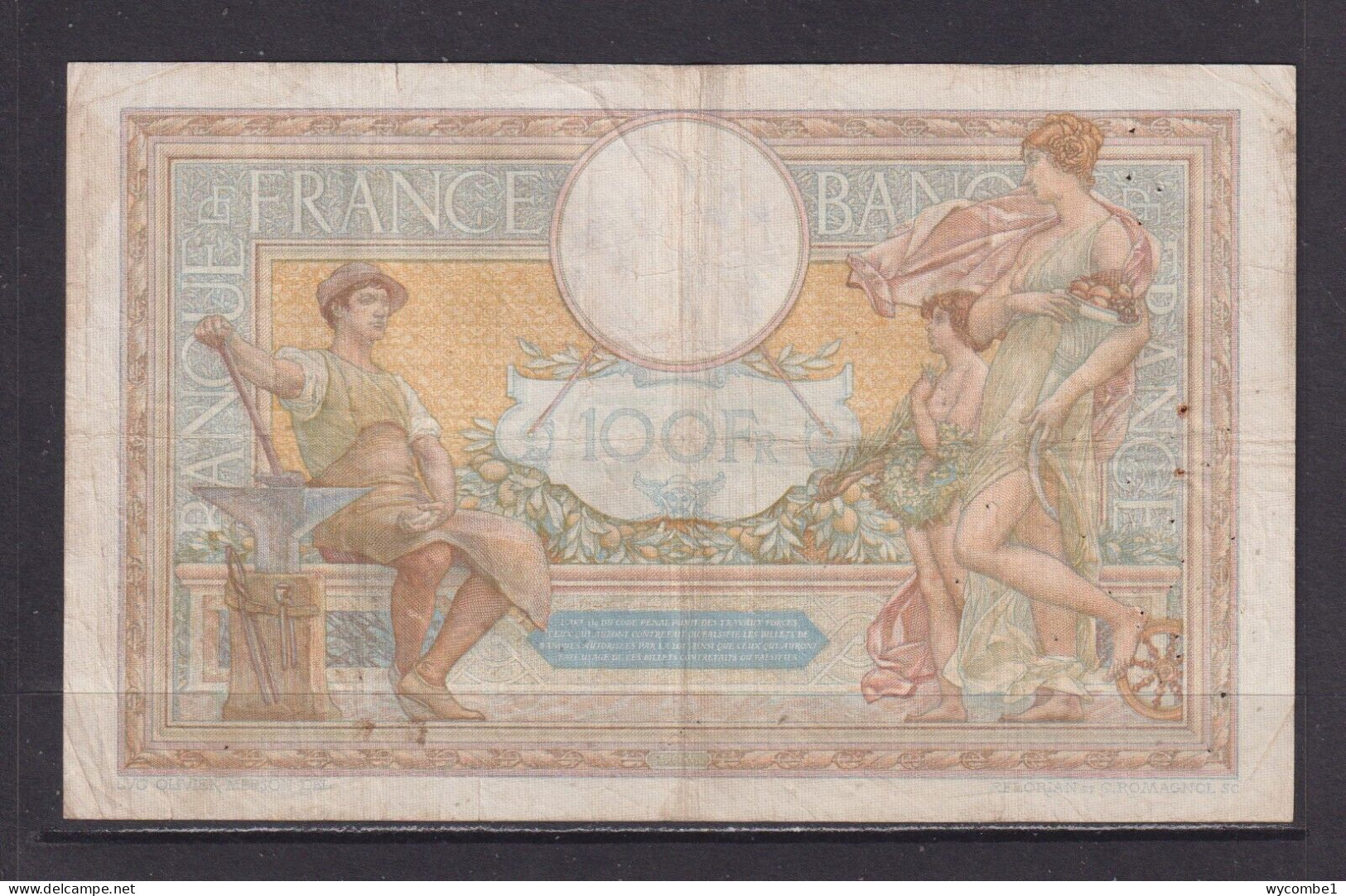 FRANCE - 1936 100 Francs Circulated Banknote As Scans - 100 F 1908-1939 ''Luc Olivier Merson''