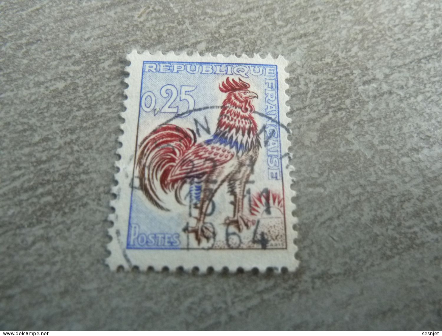 Type Coq De Decaris - 25c. - Yt 1331 - Outremer, Carmin Et Brun - Oblitéré - Année 1964 - - 1962-1965 Gallo De Decaris