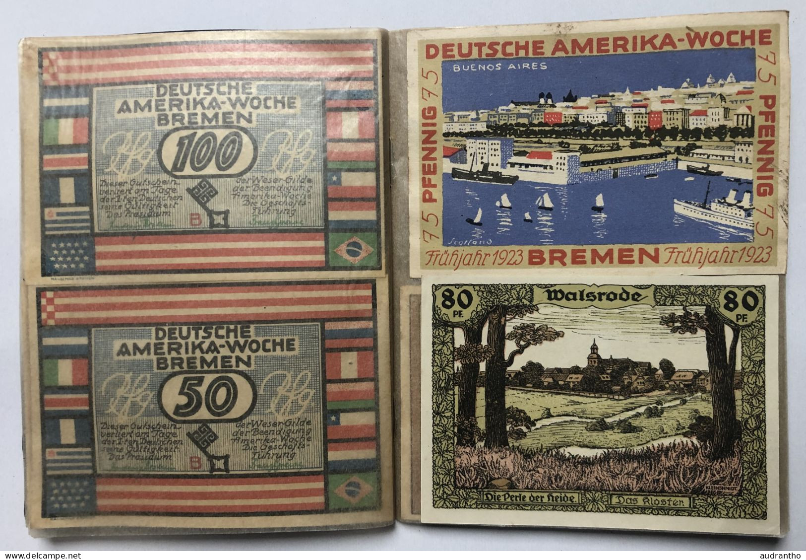 Livret Rare Avec 19 Billets Allemands Notgeld Années 1920 - BREMEN Deutsche Amerika Woche - Sonstige & Ohne Zuordnung