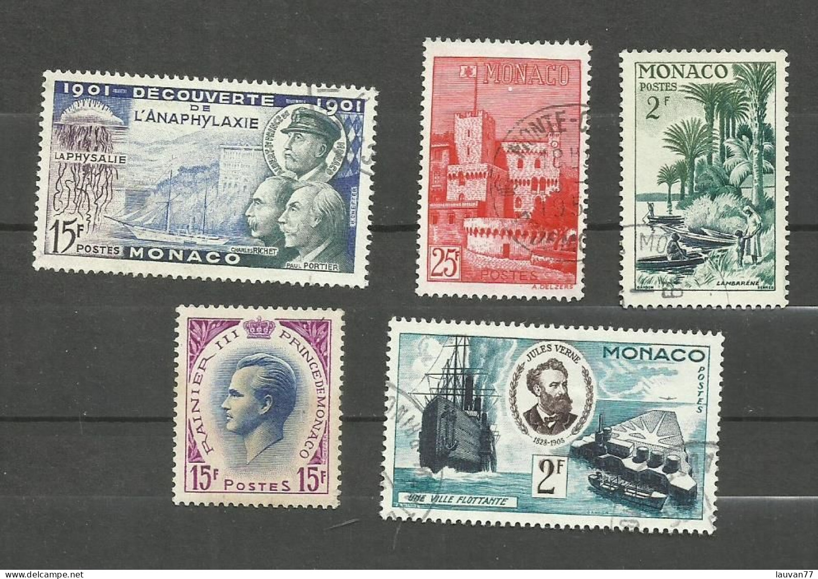 Monaco N°396, 397, 412, 424, 428 Cote 4.10€ - Usati