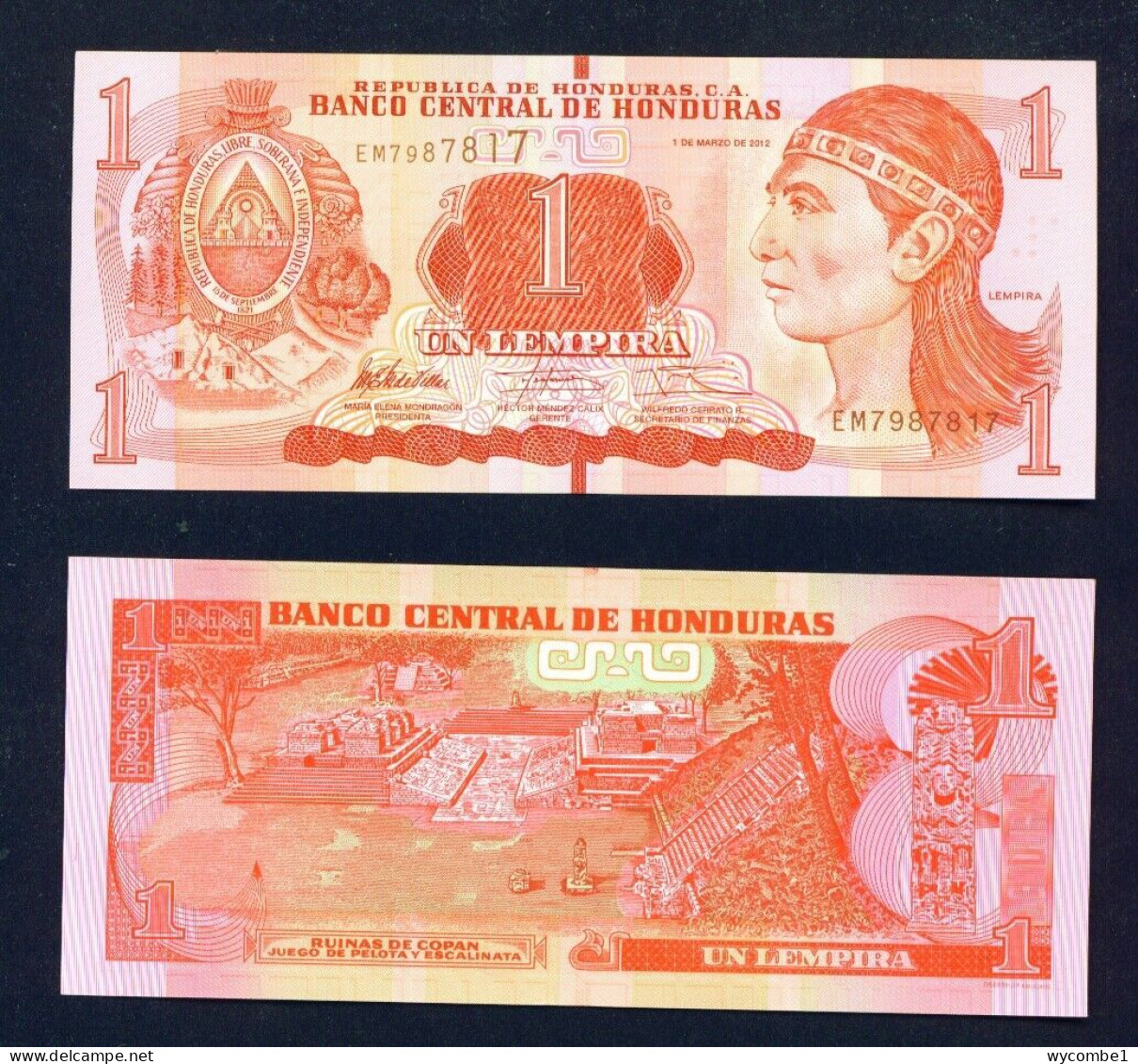 HONDURAS - 2012 1 Lempira UNC Banknote - Honduras