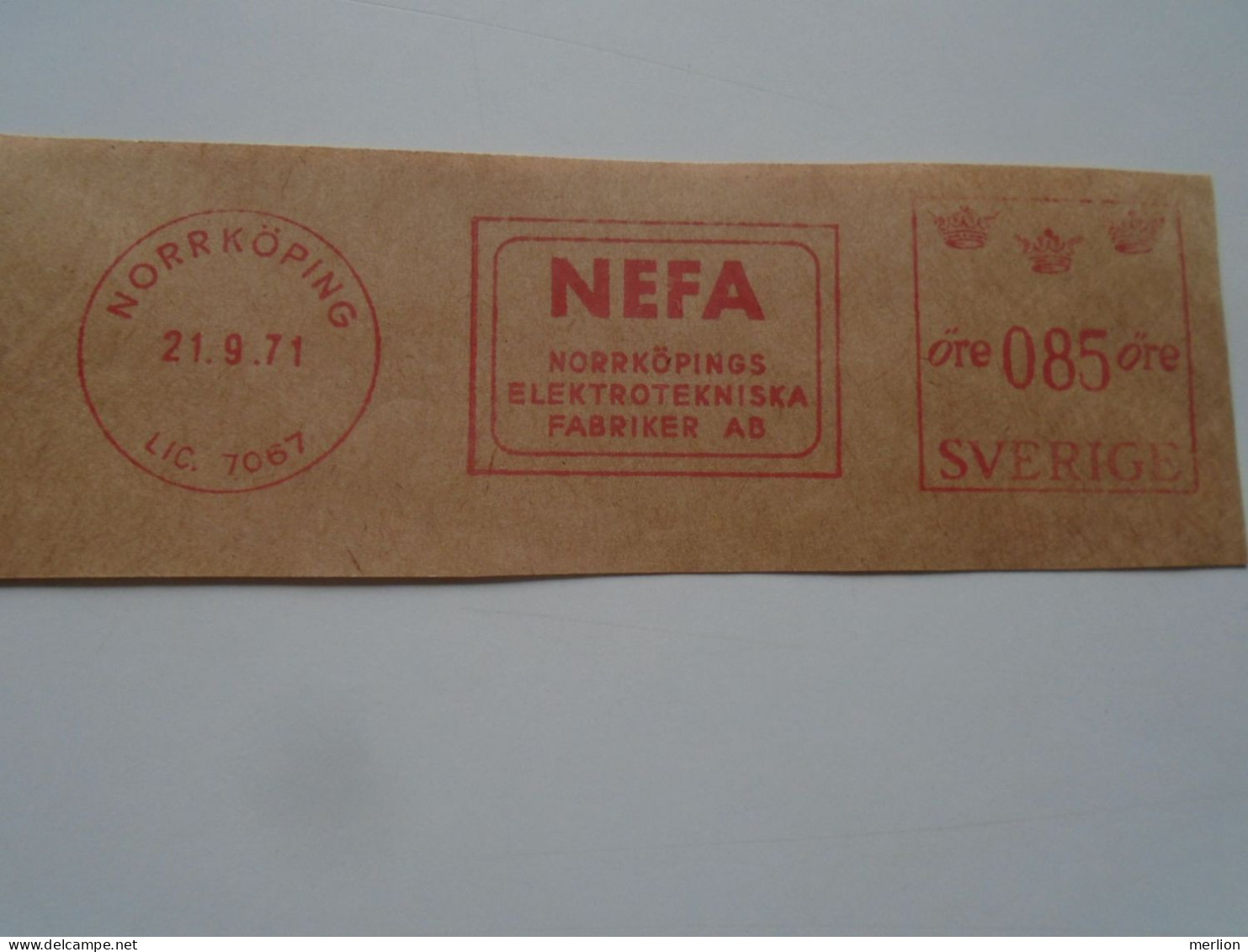 D200356 Red  Meter Stamp Cut- EMA - Freistempel  -1971 NEFA  -Sweden NORRKÖPING -Electro - Machine Labels [ATM]
