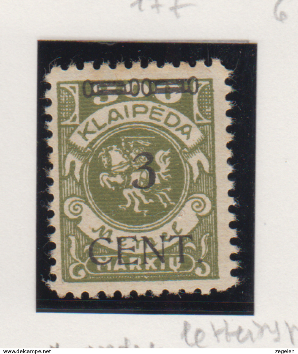 Memel Michel-nr. 179/2 *  Ander Lettertype Voor Cijfer 3 - Andere & Zonder Classificatie