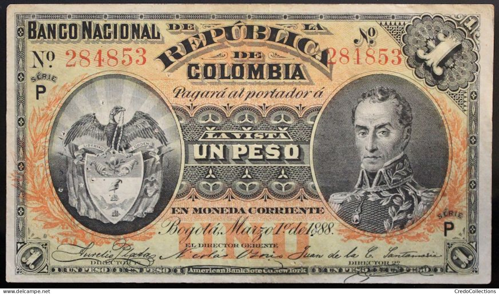 Colombie - 1 Peso - 1888 - PICK 214 - TTB - Colombia