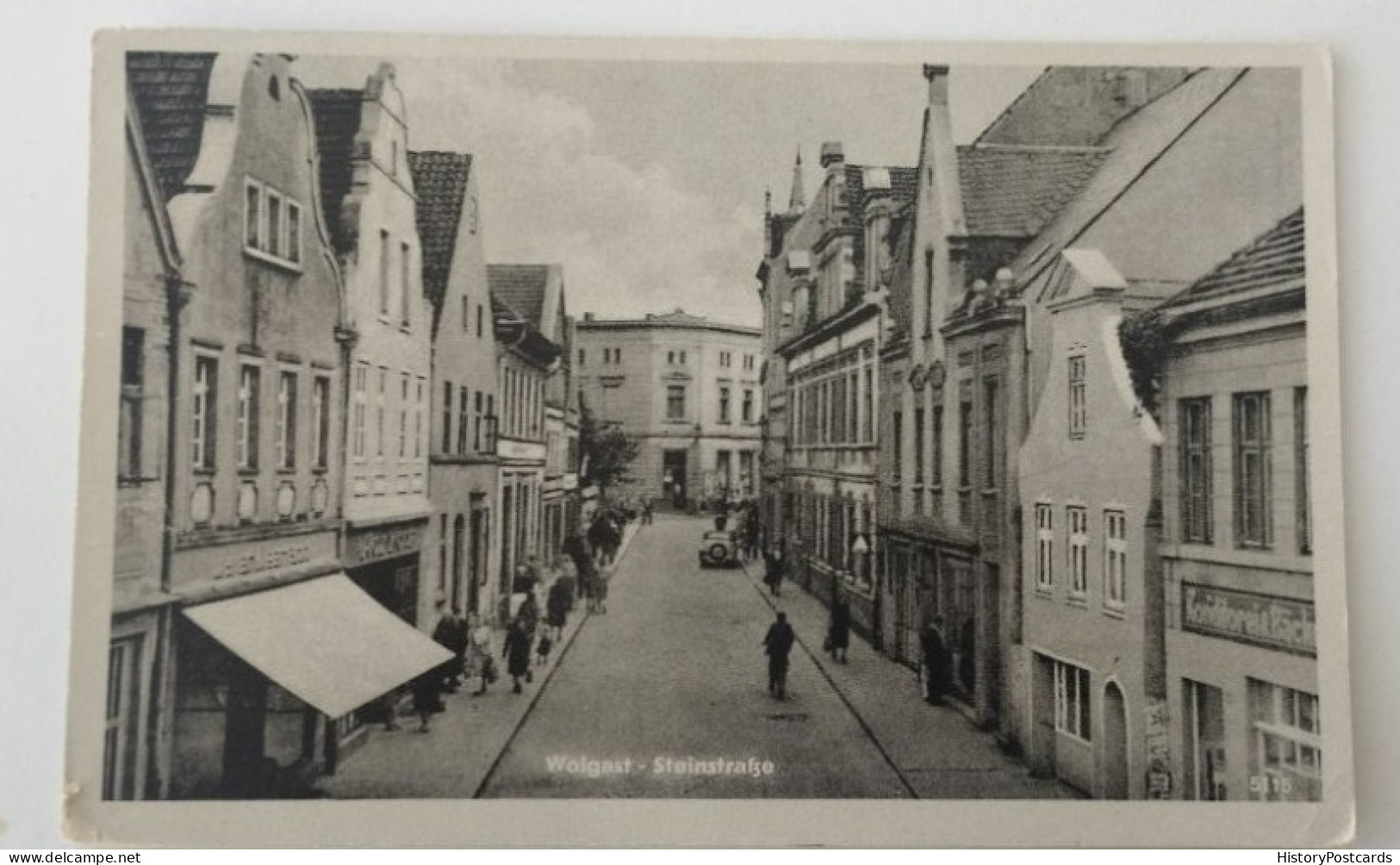 Wolgast, Steintorstraße, Geschäfte, Altes Auto, 1953 - Wolgast