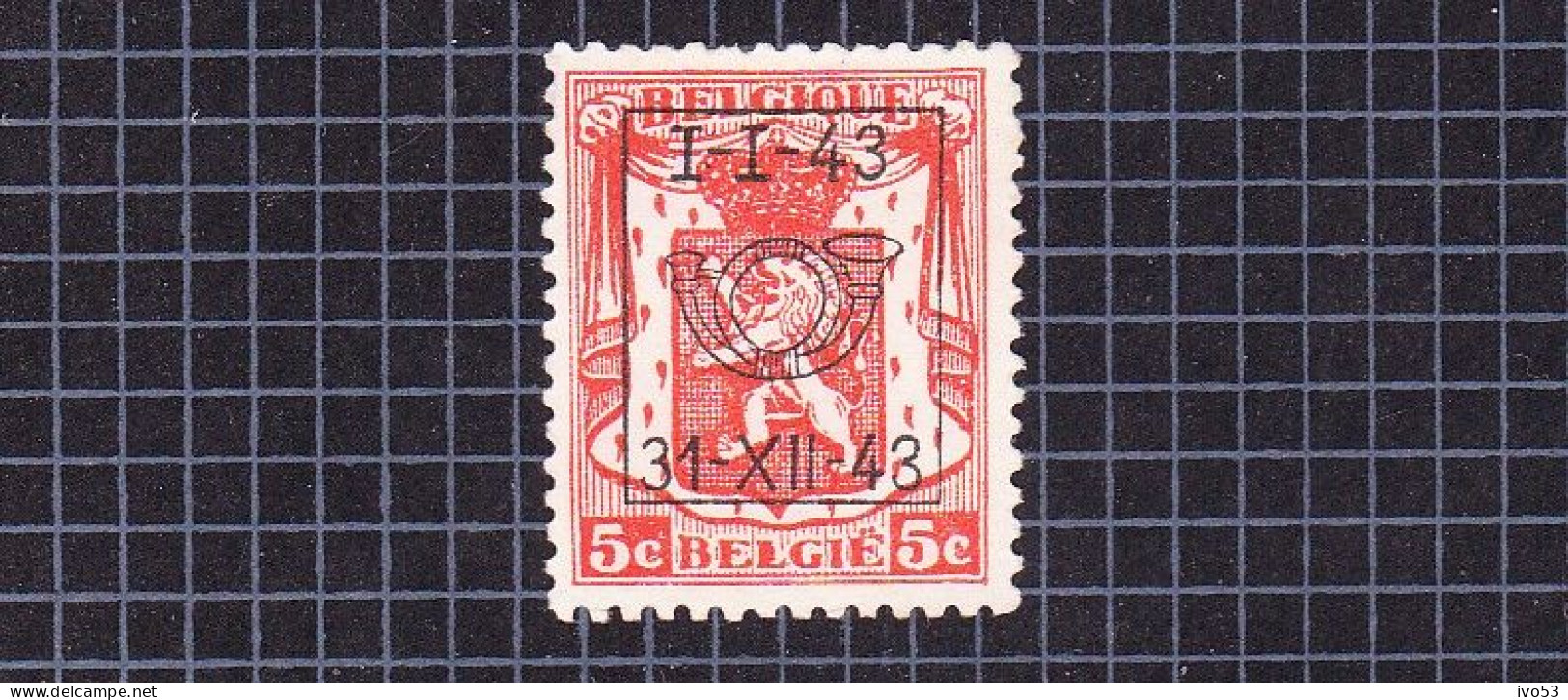 1943 Nr PRE494(*) Zonder Gom.Klein Staatswapen:10c.Opdruk :I-I-43/31-XII-43. - Typos 1936-51 (Kleines Siegel)