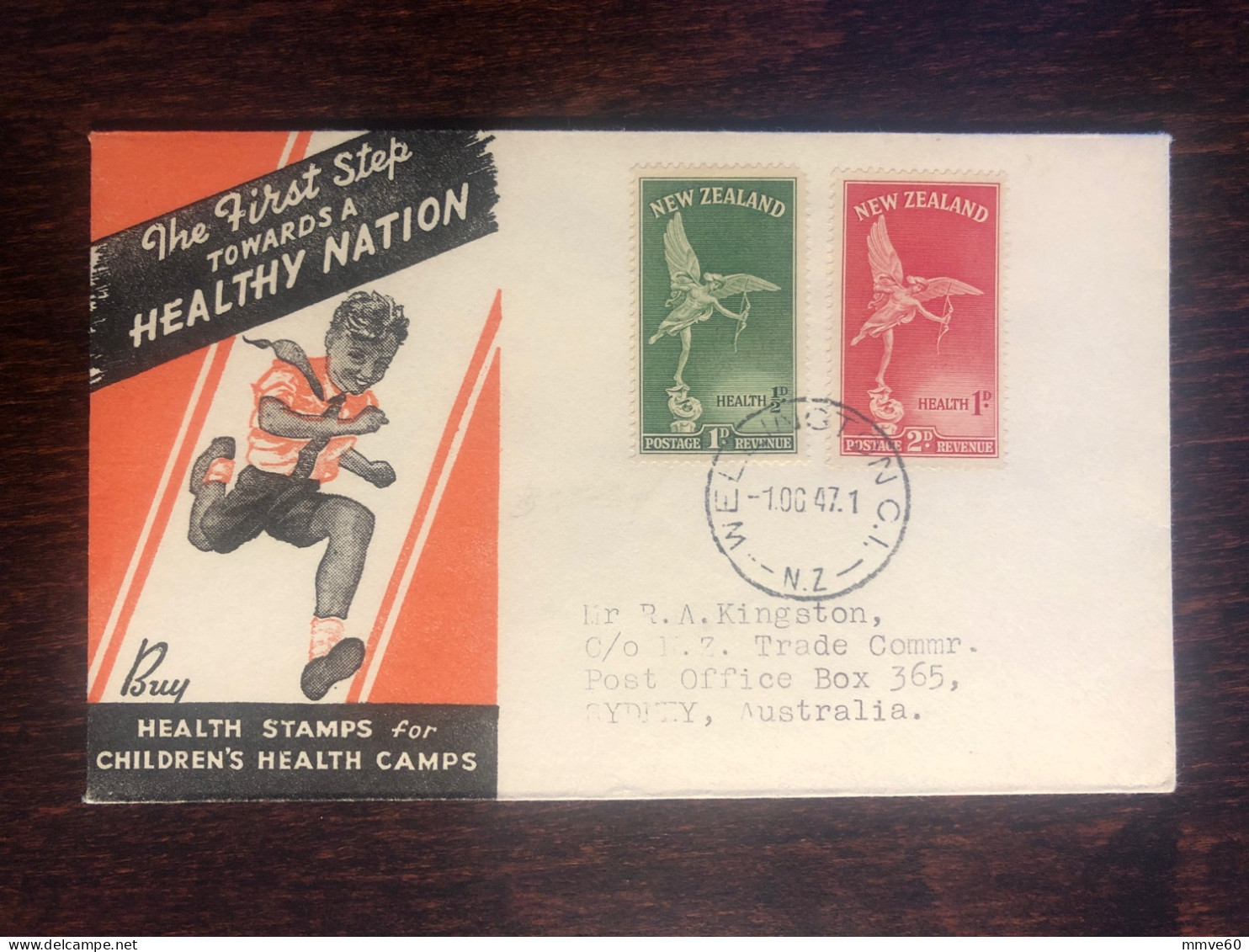 NEW ZEALAND FDC TRAVELLED COVER LETTER TO AUSTRALIA 1947 YEAR HEALTH MEDICINE - Covers & Documents