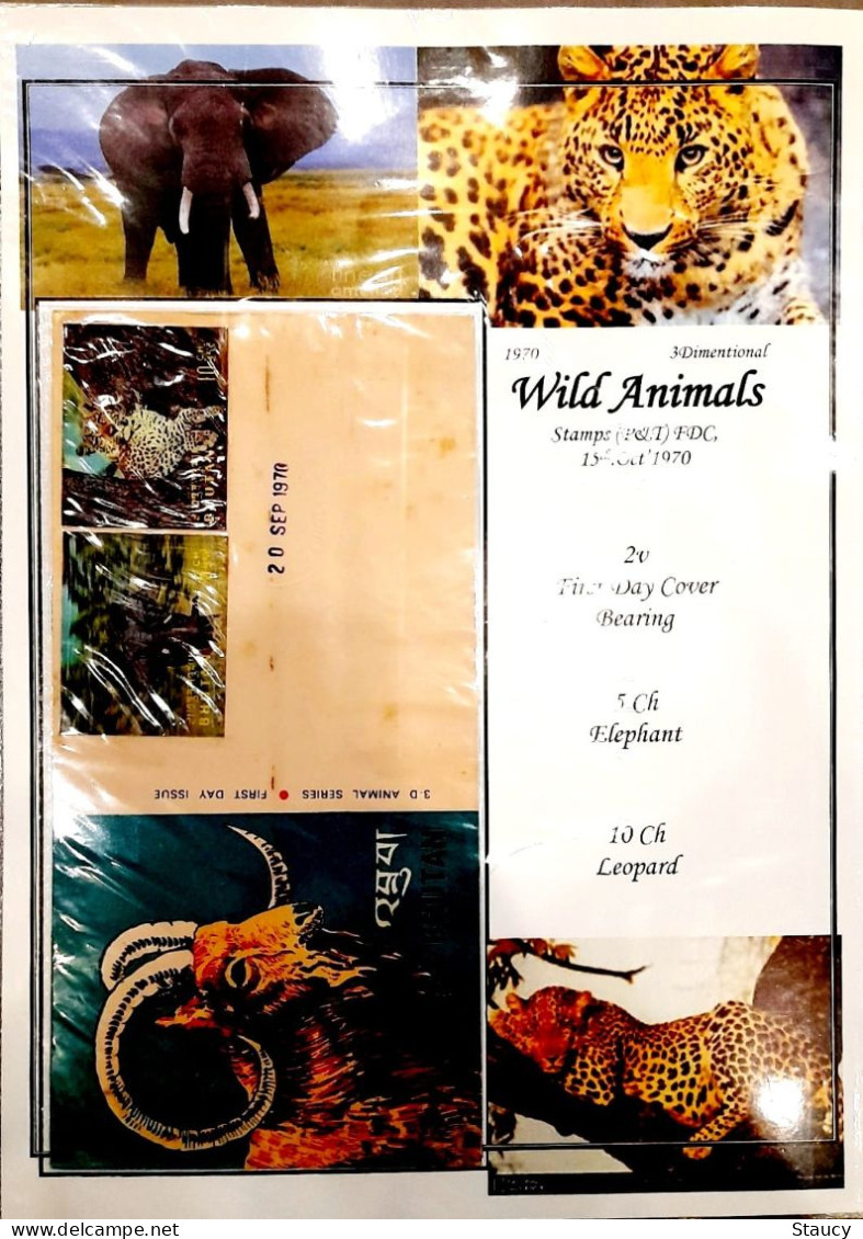 BHUTAN 1970 RARE COLLECTION of WILD ANIMALS 3d brochure + 13v SET + 6 off FDC's + 2 agency FDC + 2 regd POSTAL USED CVR