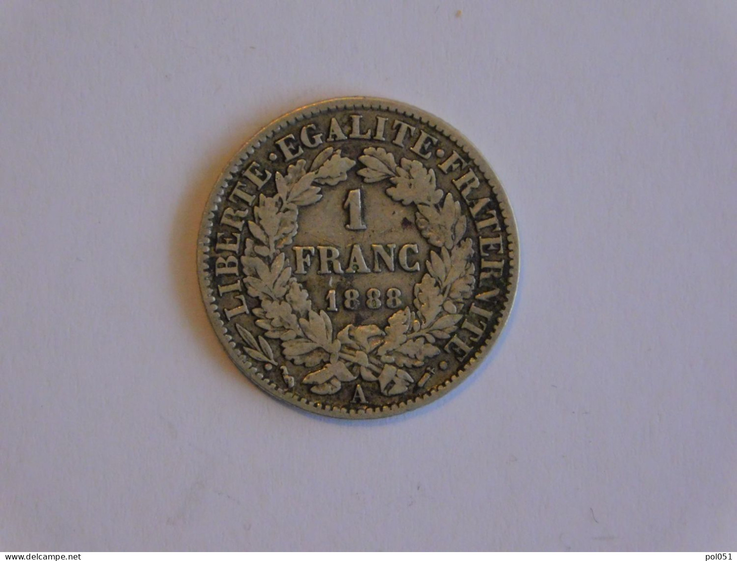 FRANCE 1 Franc 1888 A - Silver, Argent Franc - 1 Franc