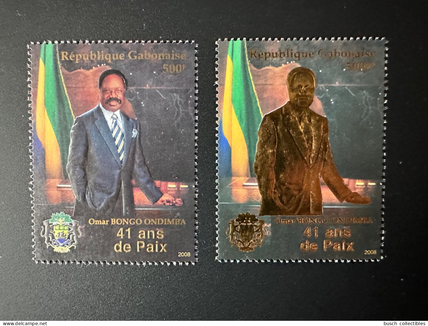 Gabon Gabun 2008 Mi. 1693 - 1694 41e Anniversaire Magistrature Surprême Président Omar Bongo Ondimba Scarce Or Gold MNH - Gabon (1960-...)