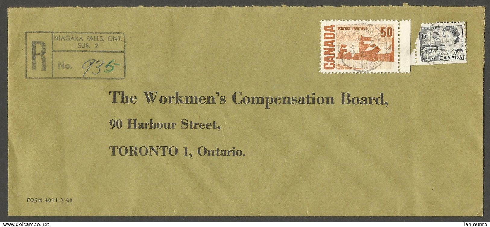 1970 Registered Cover 56c CDS Centennial Niagara Falls Ont To Toronto Ontario - Postgeschiedenis