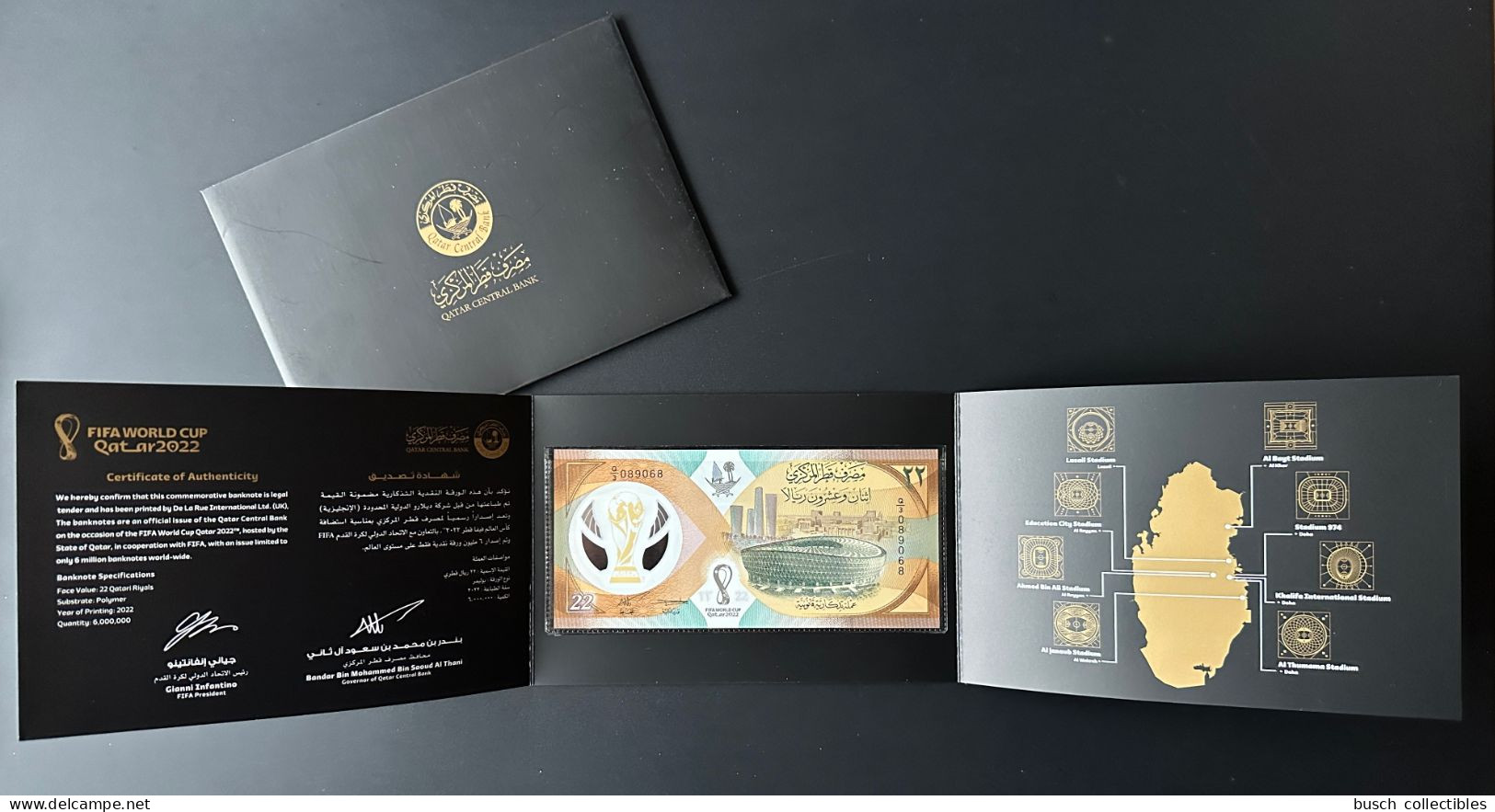 Qatar Katar 2022 Banknote Folder 22 Riyals Polymer Coupe Du Monde FIFA Qatar World Cup Football Fußball WM - Qatar