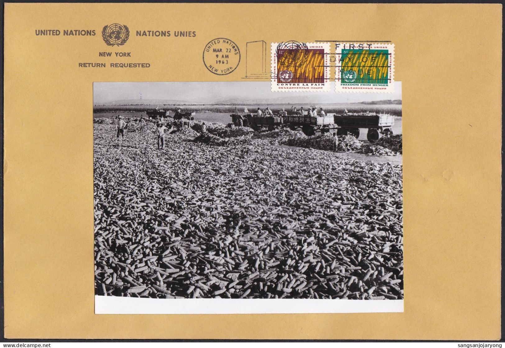 UN New York Sc116 FAO, Freedom From Hunger, Wheat, Photo Essay FDC 3, Essai - Tegen De Honger