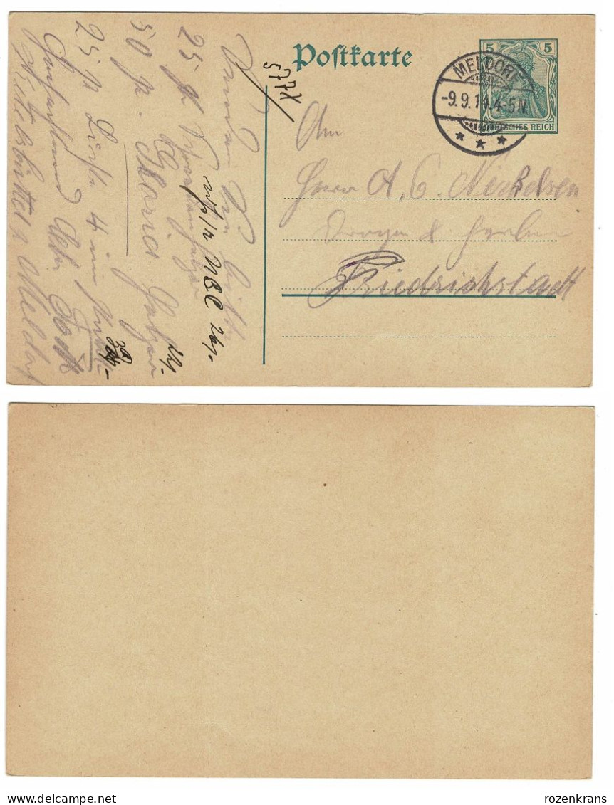 EP E.P. Entier Postale Ganzsache Carte-lettre DEUTSCHES REICH 1914 Meldorf Schleswig-Holstein - Covers