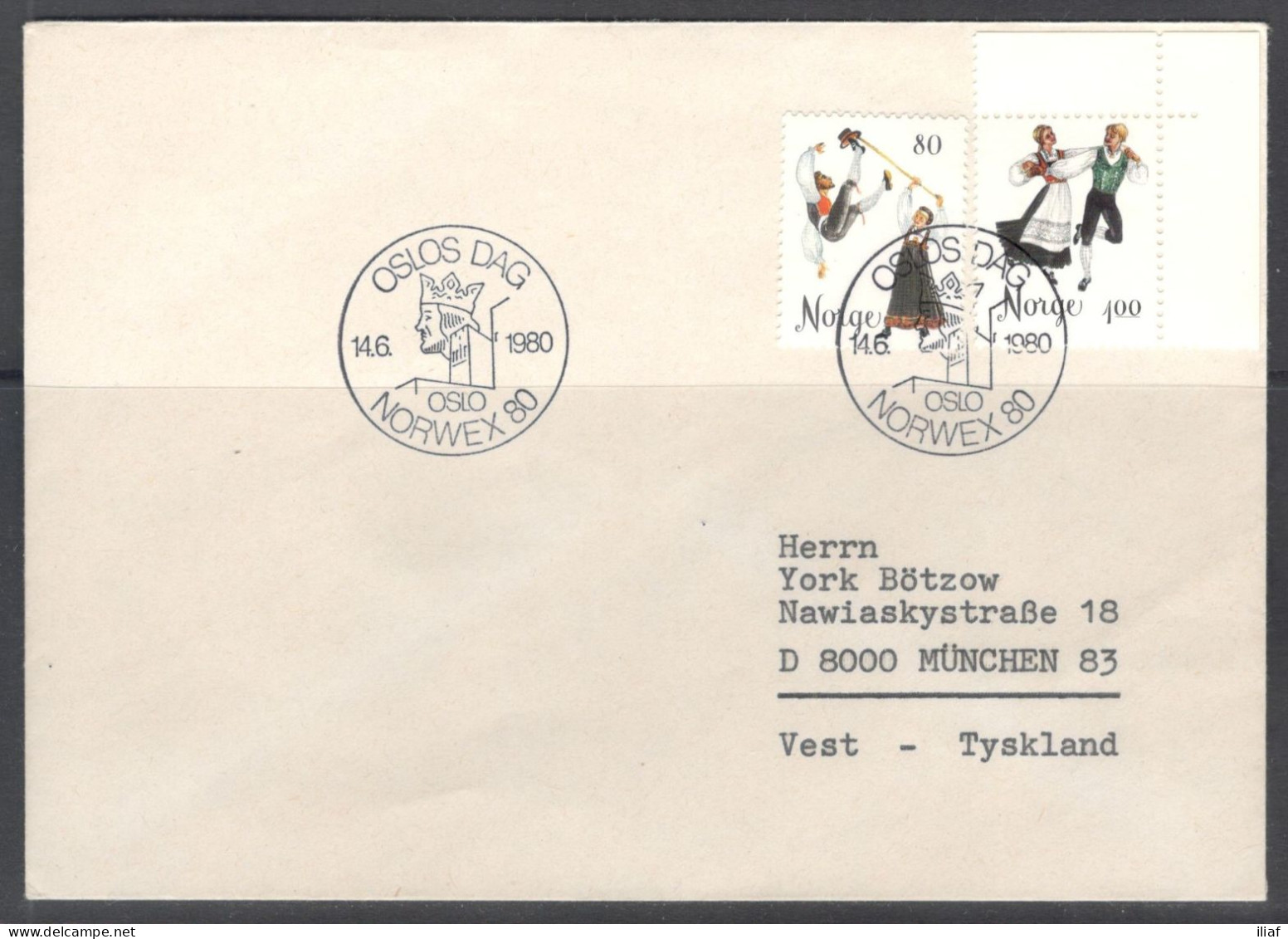 Norway.   International Stamp Exhibition NORWEX '80. Oslo Day.   Special Cancellation - Cartas & Documentos