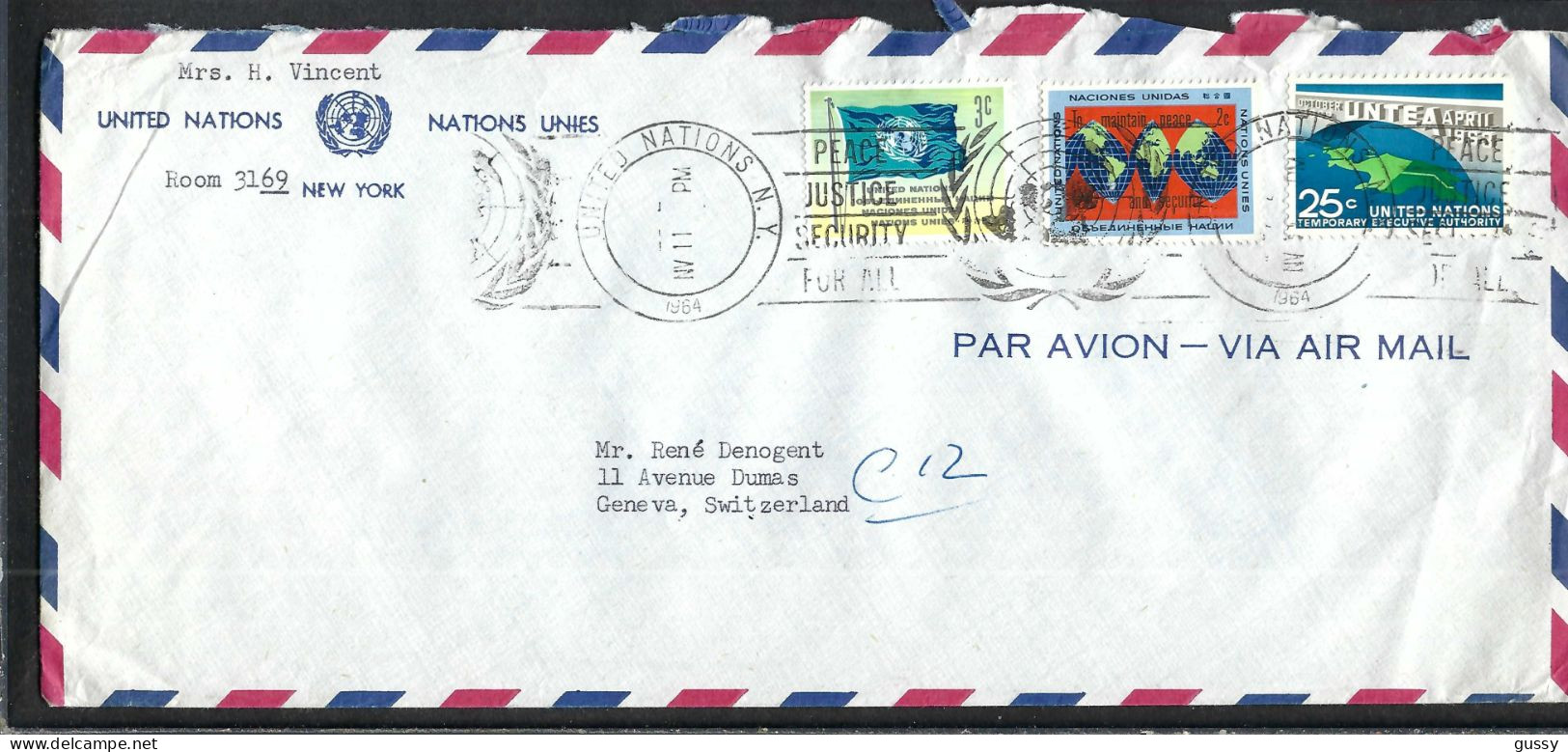 NATIONS UNIES Ca.1964: LSC De New York à Genève (Suisse) - Storia Postale