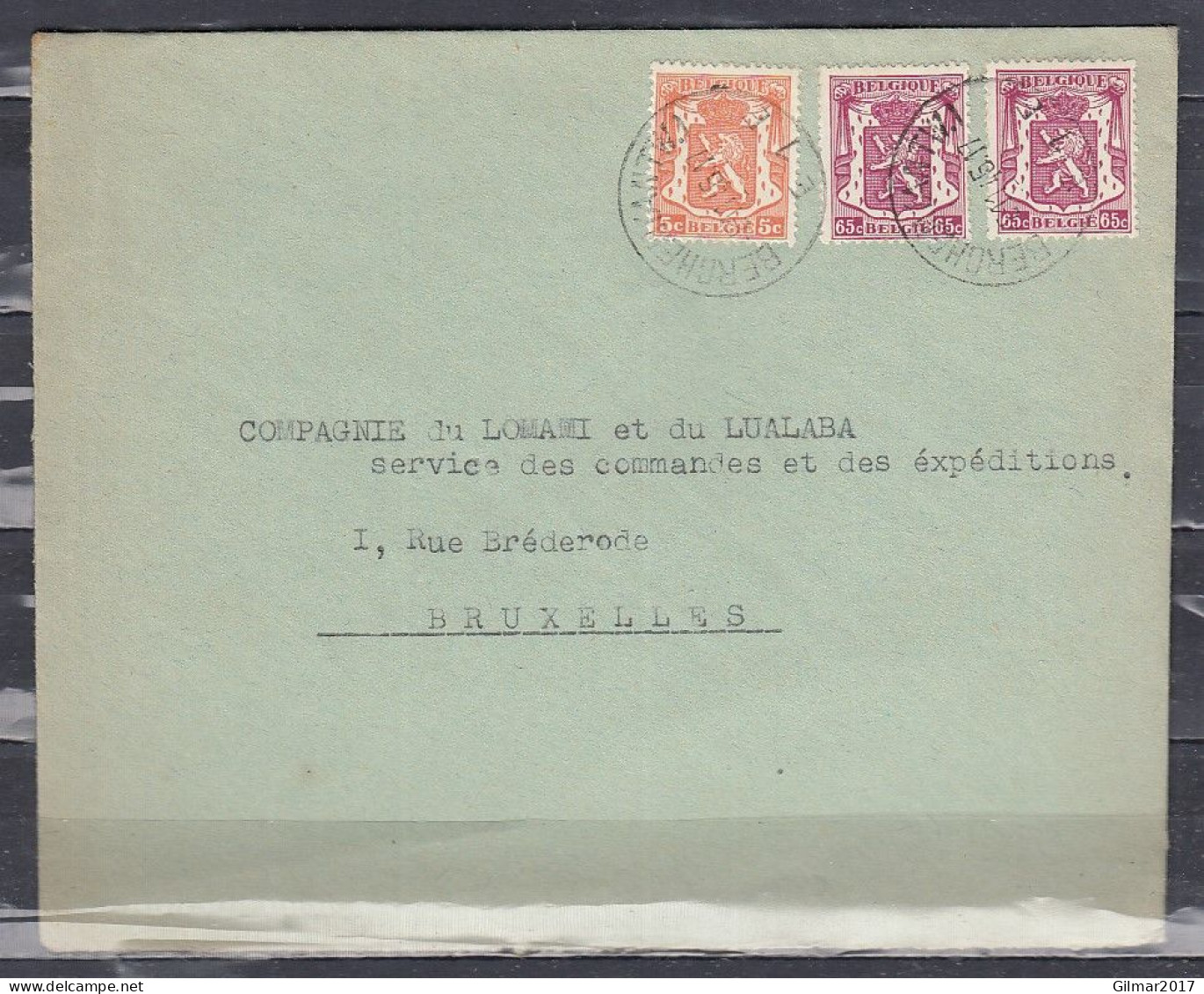 Brief Van Berchem (ANTW.) Naar Bruxelles - 1935-1949 Kleines Staatssiegel