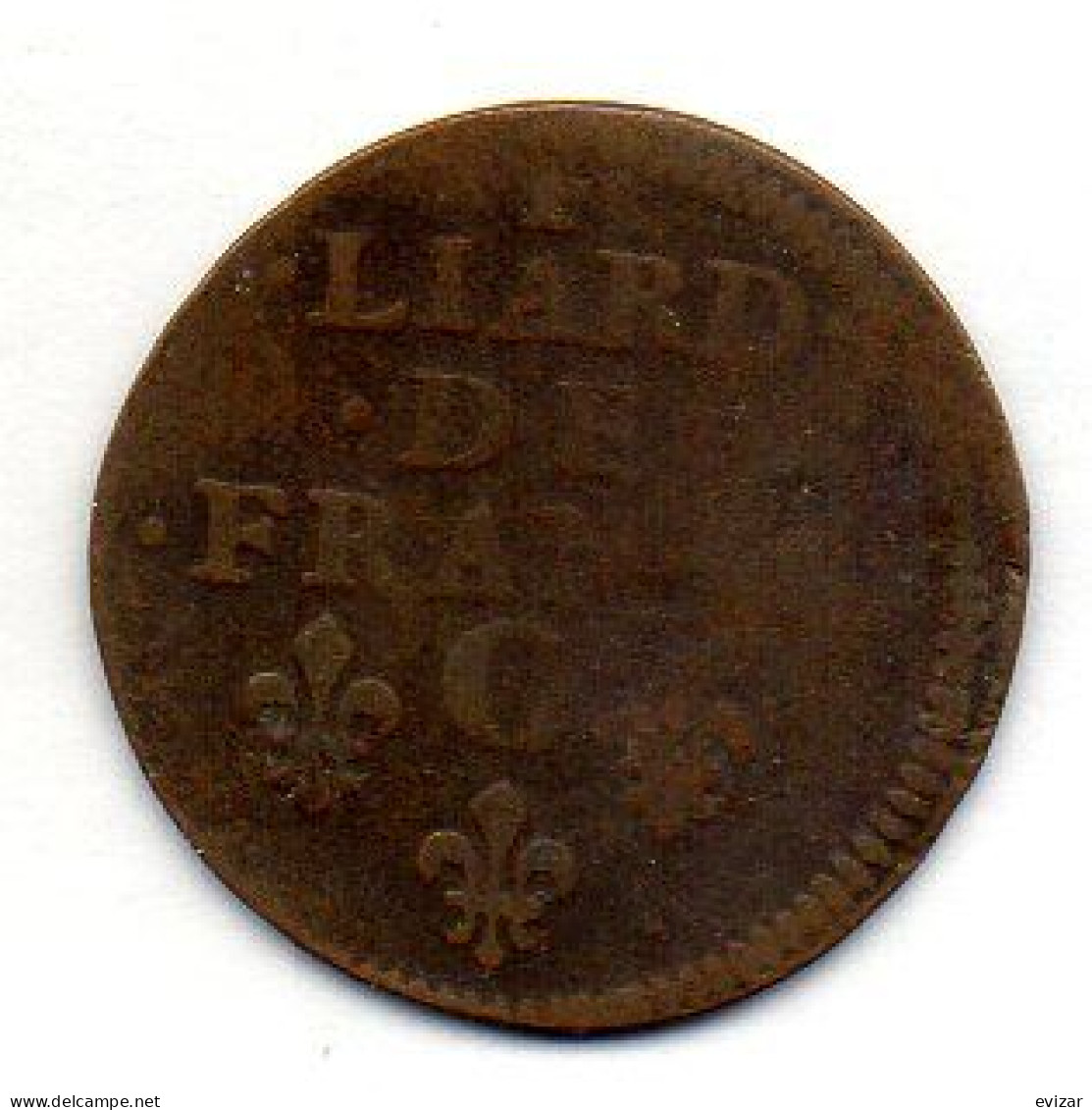 FRANCE, 1 Liard, Copper, Year 1655-C, KM # 192.4 - 1643-1715 Louis XIV The Great