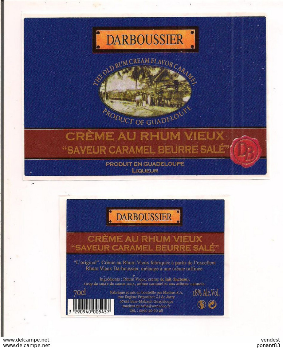 Etiquette Créme De RHUM Vieux DARBOUSSIER  Saveur Caramel Beurre Salé - GUADELOUPE - - Rum