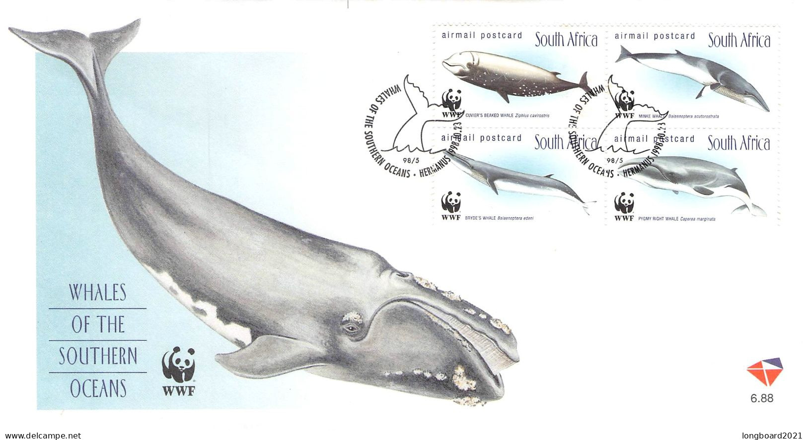 SOUTH AFRICA - FDC 1998 WWF - WHALE / 4138 - FDC