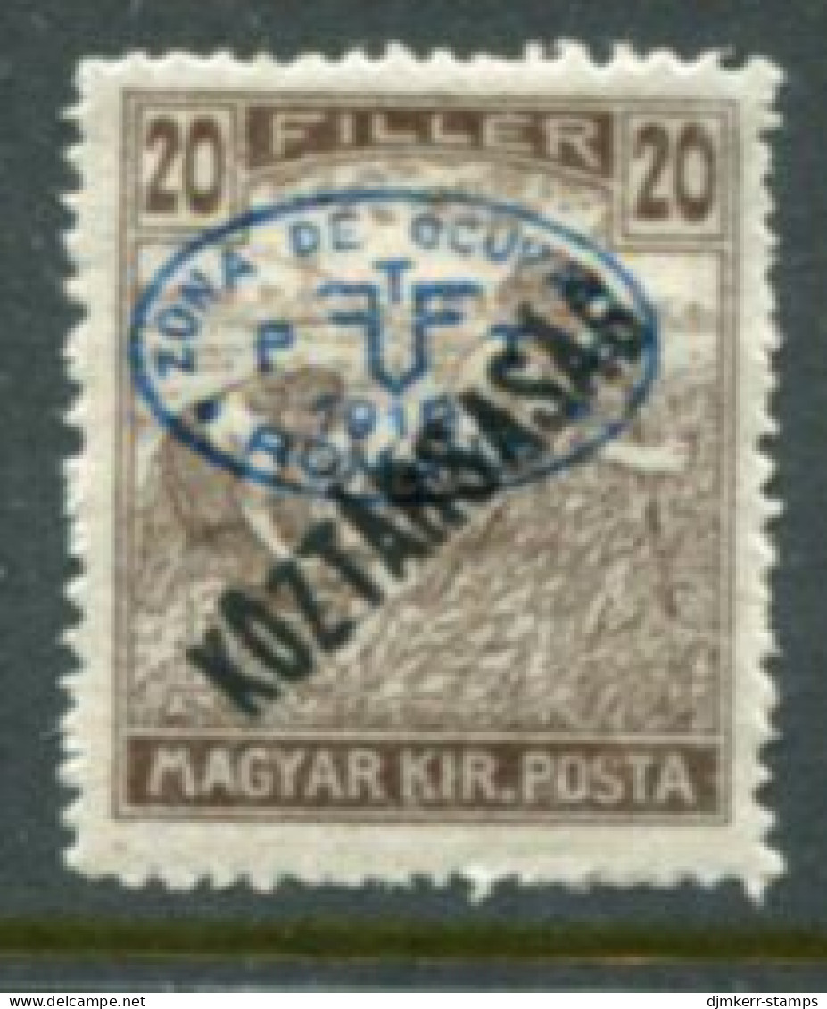 DEBRECEN 1919  20f . Harvesters Köztarsasag With Blue Overprint LHM / *   Michel 49 - Debreczen