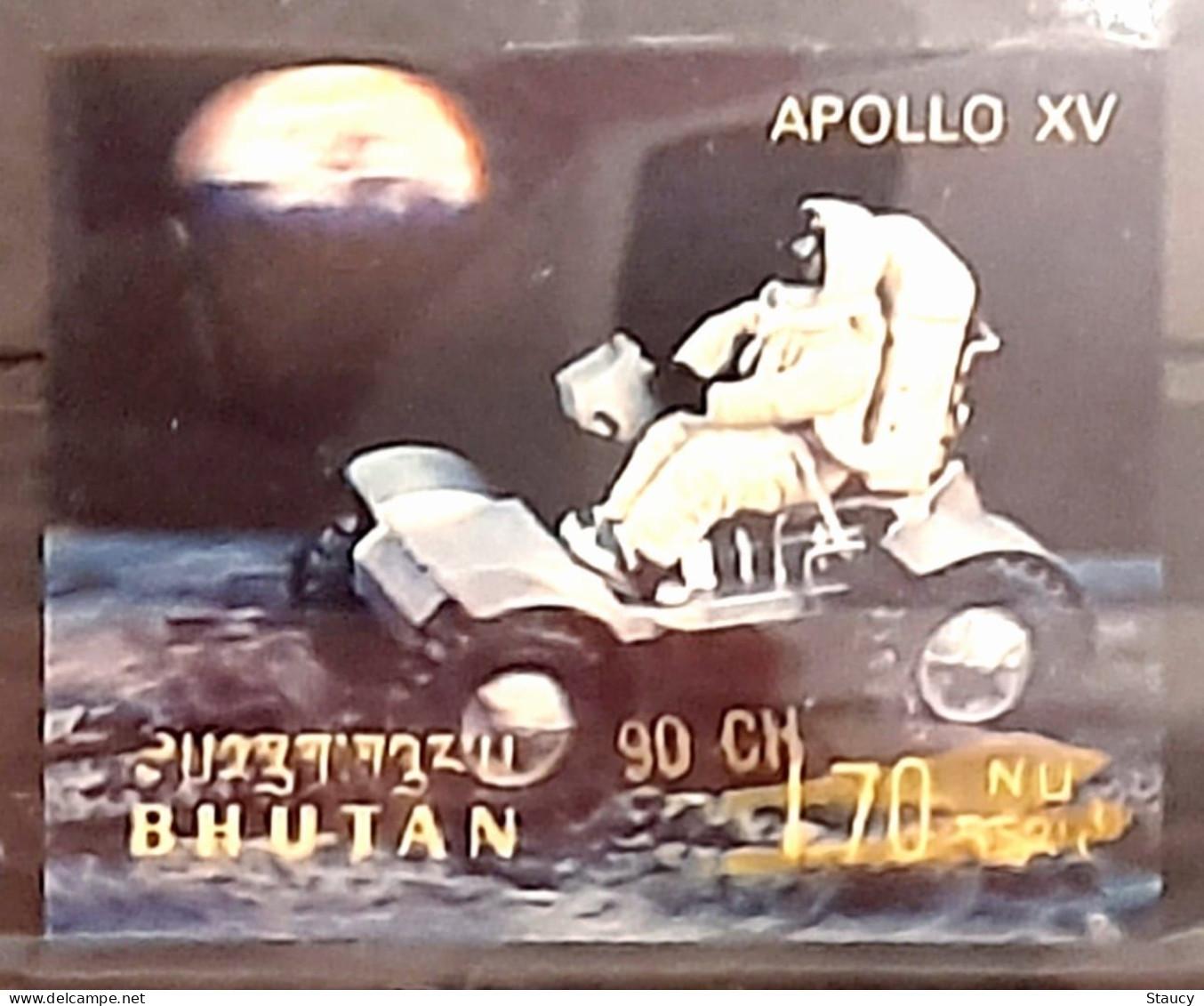 BHUTAN 1971 COLLECTION of 3d APOLLO XV Brochure + 2v SET+ Souvenir Sheet + 2 off FDC's + agency SS FDC + Rare Surcharge