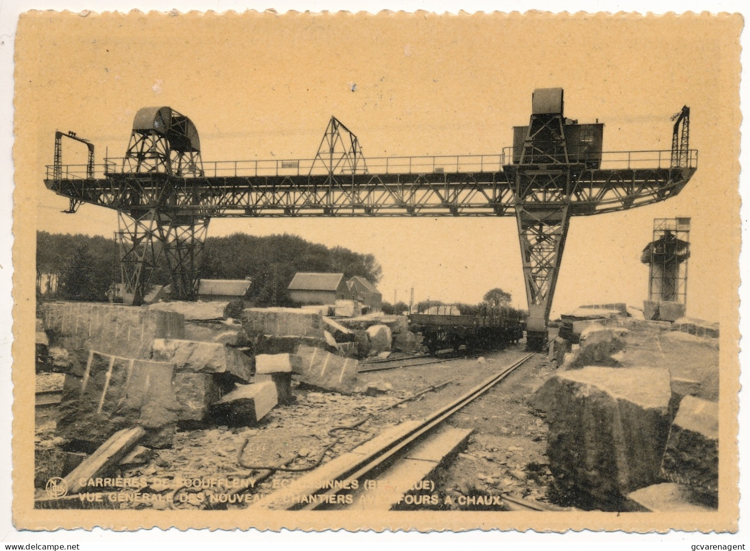 CARRIERES DE SCOUFFLENY  ECAUSSINNES   VUE GENERALE DES NOUVEAUX CHANTIERS AVEC FOURS A CHAUX - Ecaussinnes