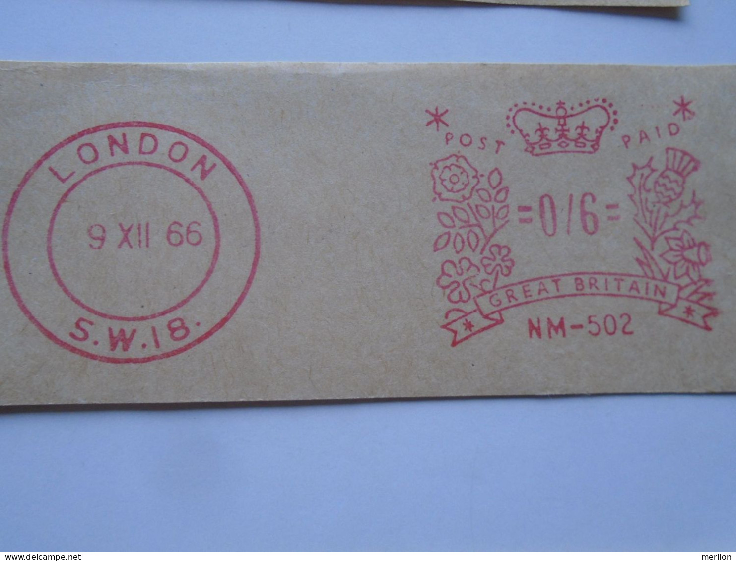 D200491 Red  Meter Stamp  cut -EMA - Freistempel- UK - LONDON 1960-70's  Lot of 17 pcs