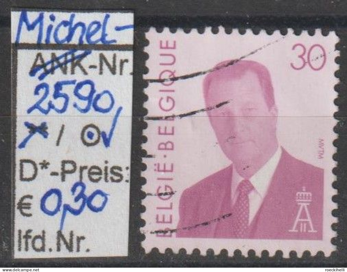 1994 - BELGIEN - FM/DM "König Albert II Ohne Brille" 30 Fr Mehrf.  - O Gestempelt - S.Scan (2590o Be) - 1993-2013 King Albert II (MVTM)