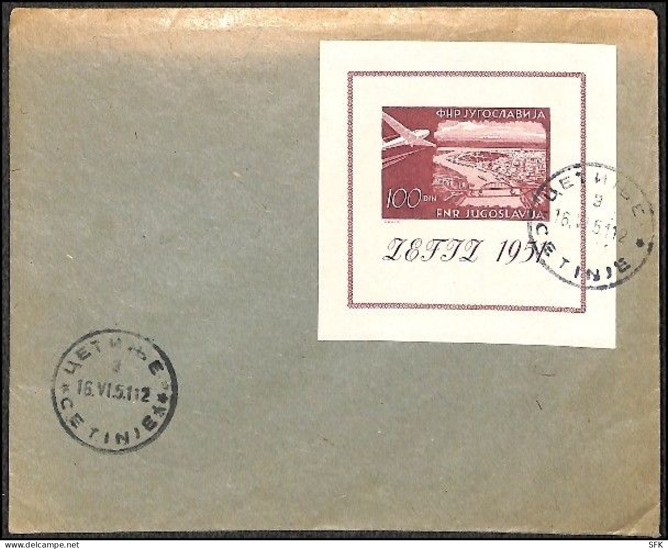 1951 FDC Zefiz - Block, With Cetinje Cancelation. - FDC