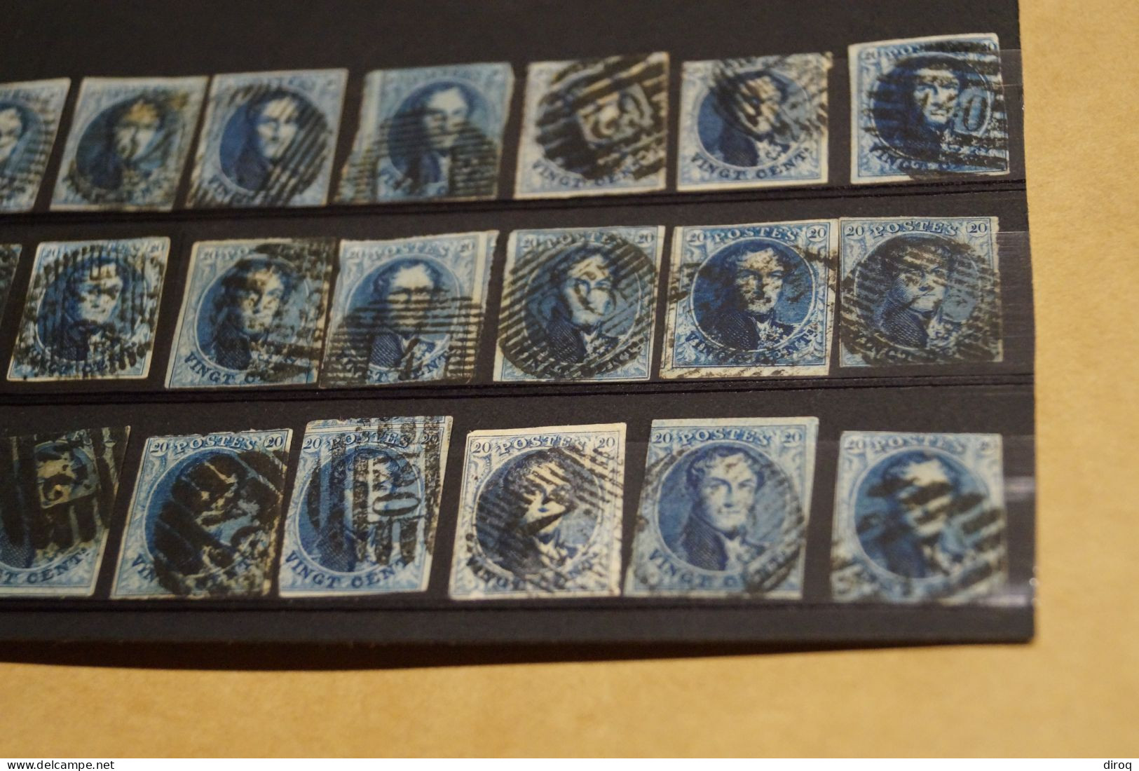 RARE Lot De 21 Timbres Non Dentelés,oblitérations De Bureau De Poste à Identifier,timbres 20 C. - Postmarks - Lines: Distributions