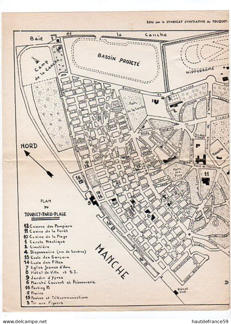 Ancien Plan Du TOUQUET PARIS PLAGE édité Par Syndicat D Initiative Du Touquet - 42cm X 28cm  Avec Légende - Topographische Karten