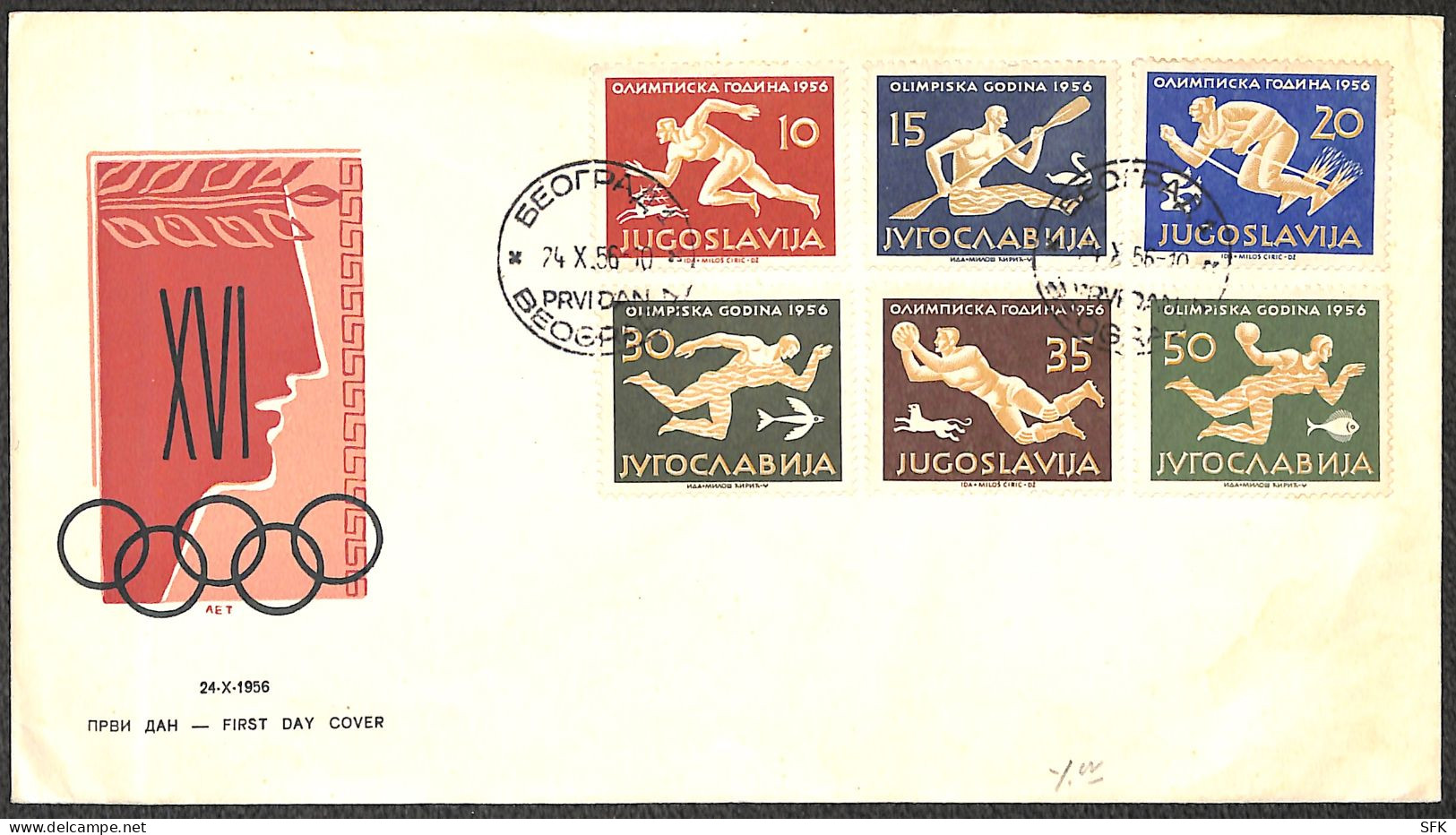 1956 Complete Set Of Olympics In Melburn On FDC Envelope. Mi 804/11 € 200. F. - FDC